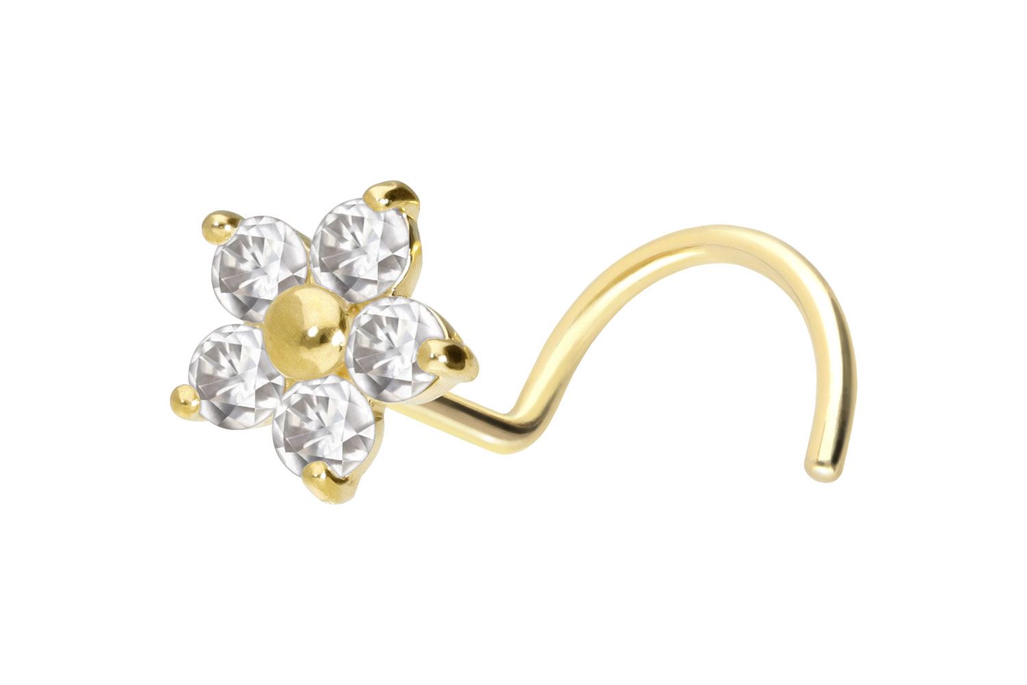14/18 Karat Gold Nasenstecker Spirale MOISSANIT-BLUME